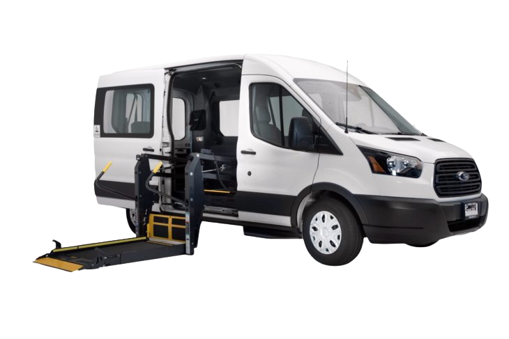 Ford Transit wheelchair van with side-entry lift and ADA-compliant seating layout