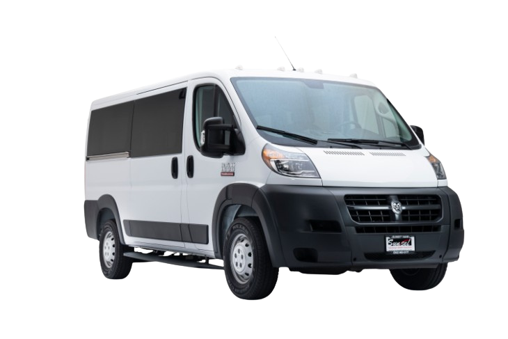 RAM ProMaster ADA van with rear-entry wheelchair ramp and securement system