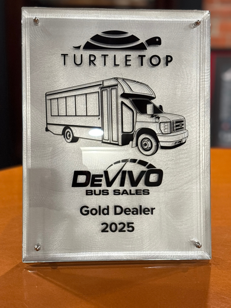 Turtle Top Gold Dealer 2025 Plaque awarded to DeVivo Bus Sales